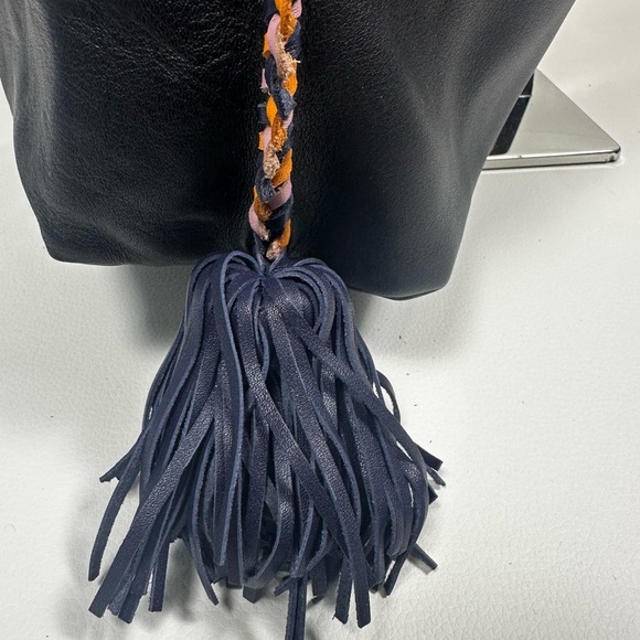 Rebecca Minkoff Chase Large Hobo Black Leather Women's Shoulder Bag Fringe - Picture 5 of 13